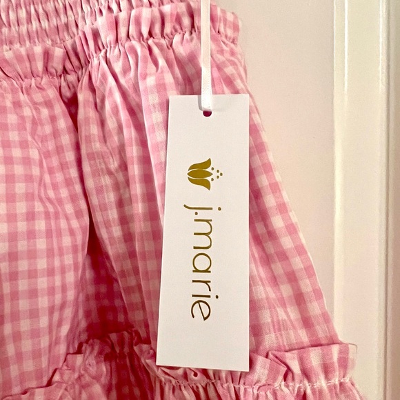 J Marie Pink Checkered Tiered Skirt with Slip Underneath. Size Small. - Picture 4 of 5